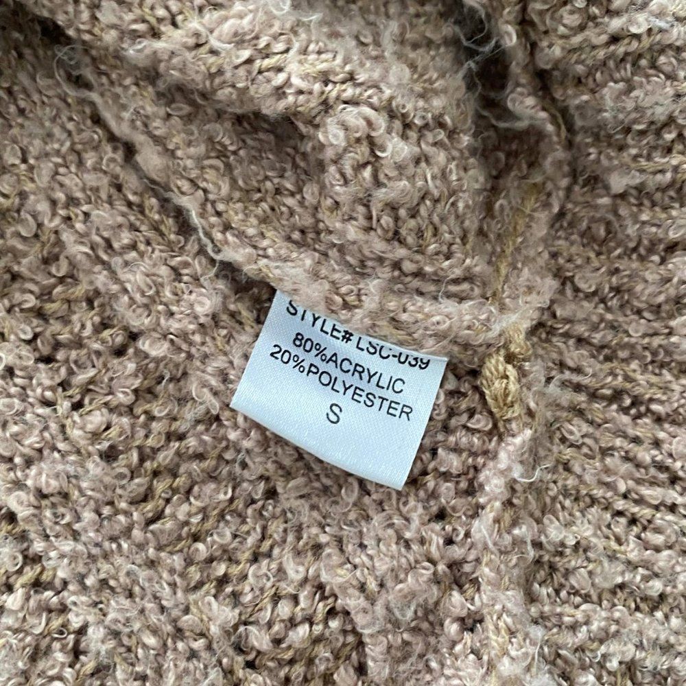 Fashion Nova Oversized Laced Front Sweater Camel Tan - Size Small - Picture 4 of 4